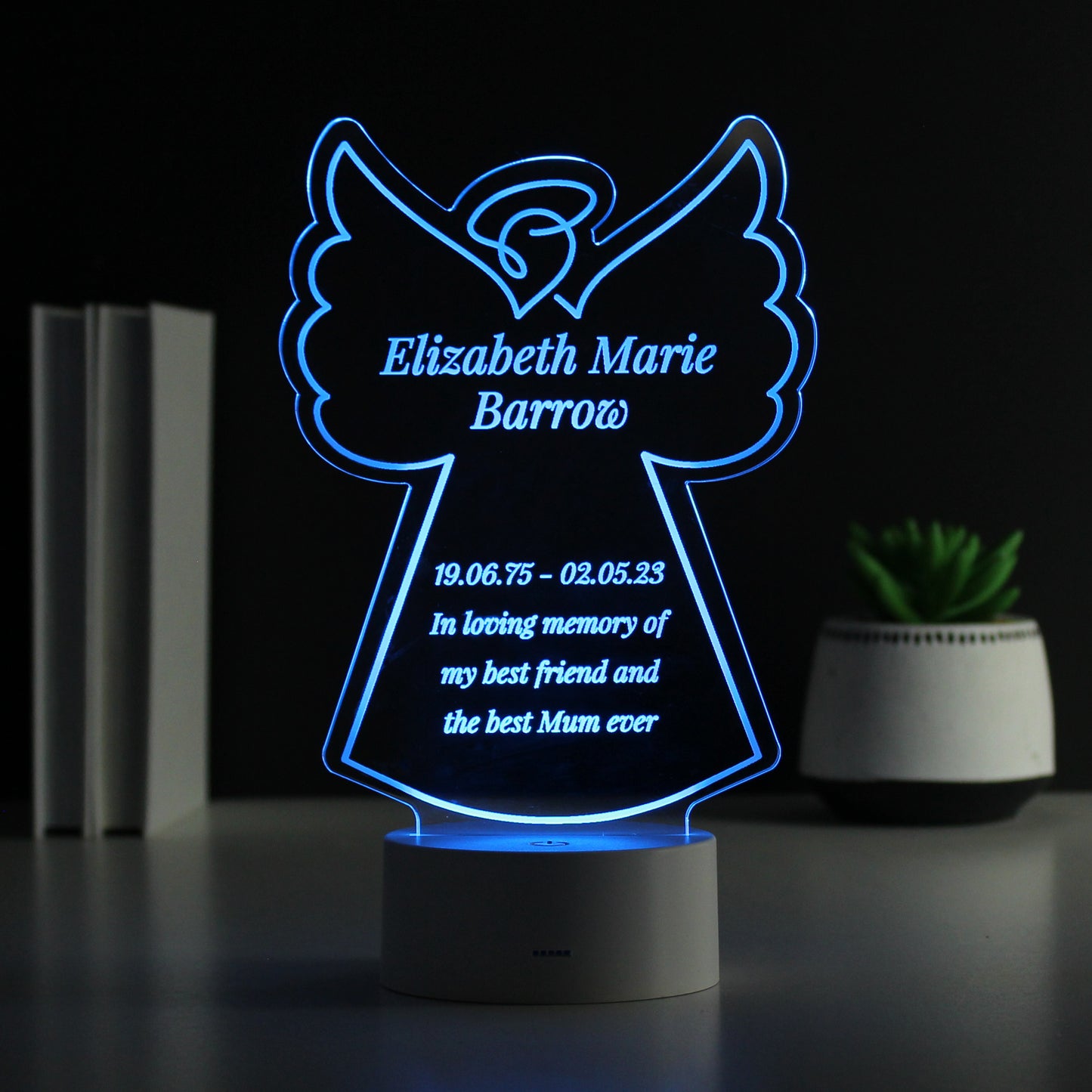 Personalised Free Text Angel Memorial Colour Changing LED Light - MK&JD Gifts