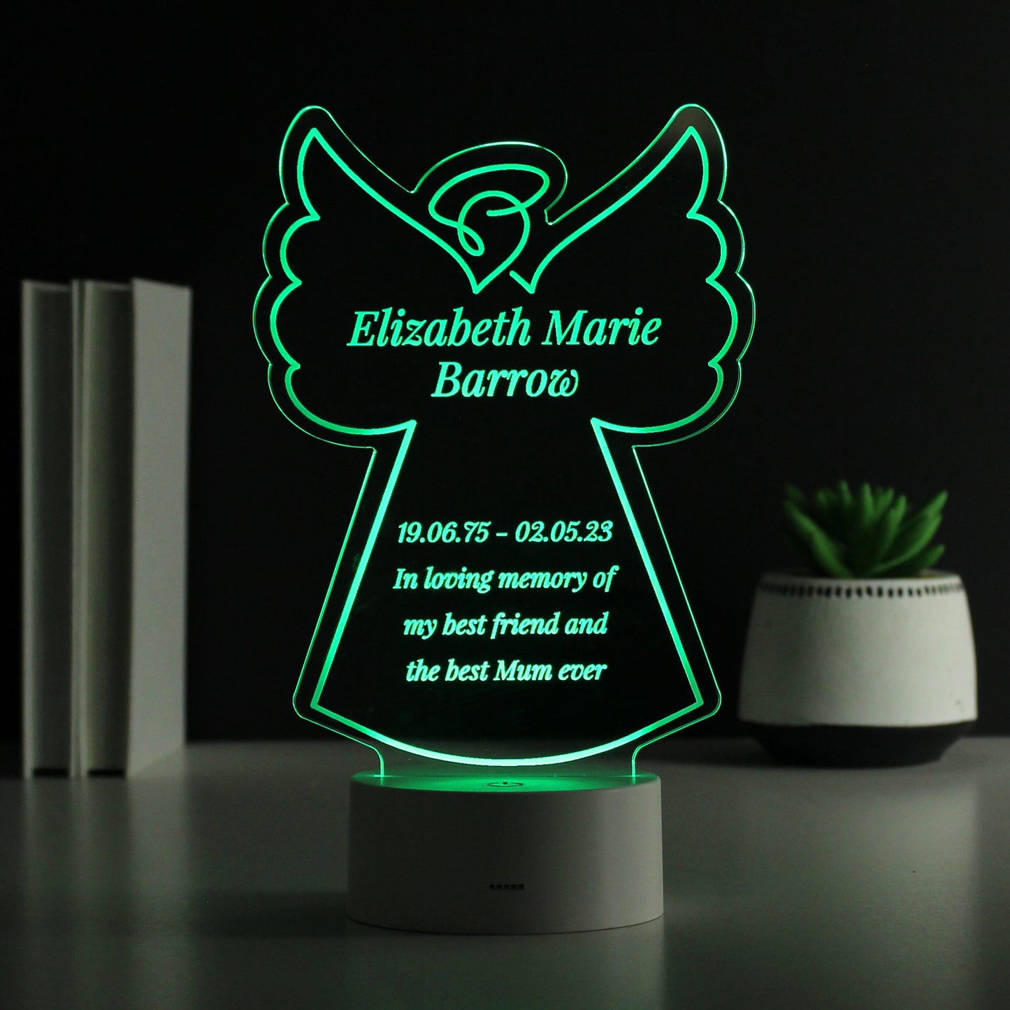 Personalised Free Text Angel Memorial Colour Changing LED Light - MK&JD Gifts
