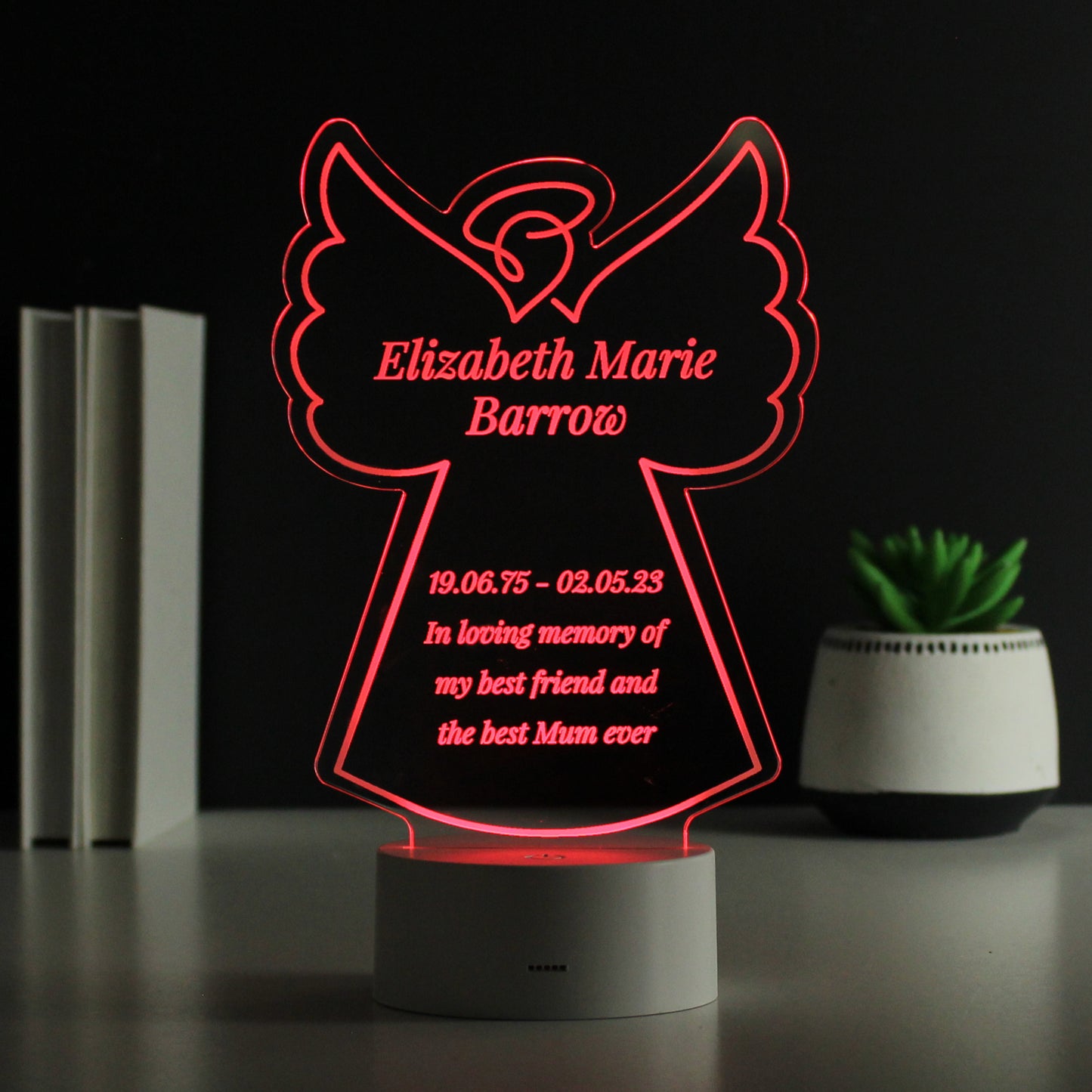 Personalised Free Text Angel Memorial Colour Changing LED Light - MK&JD Gifts