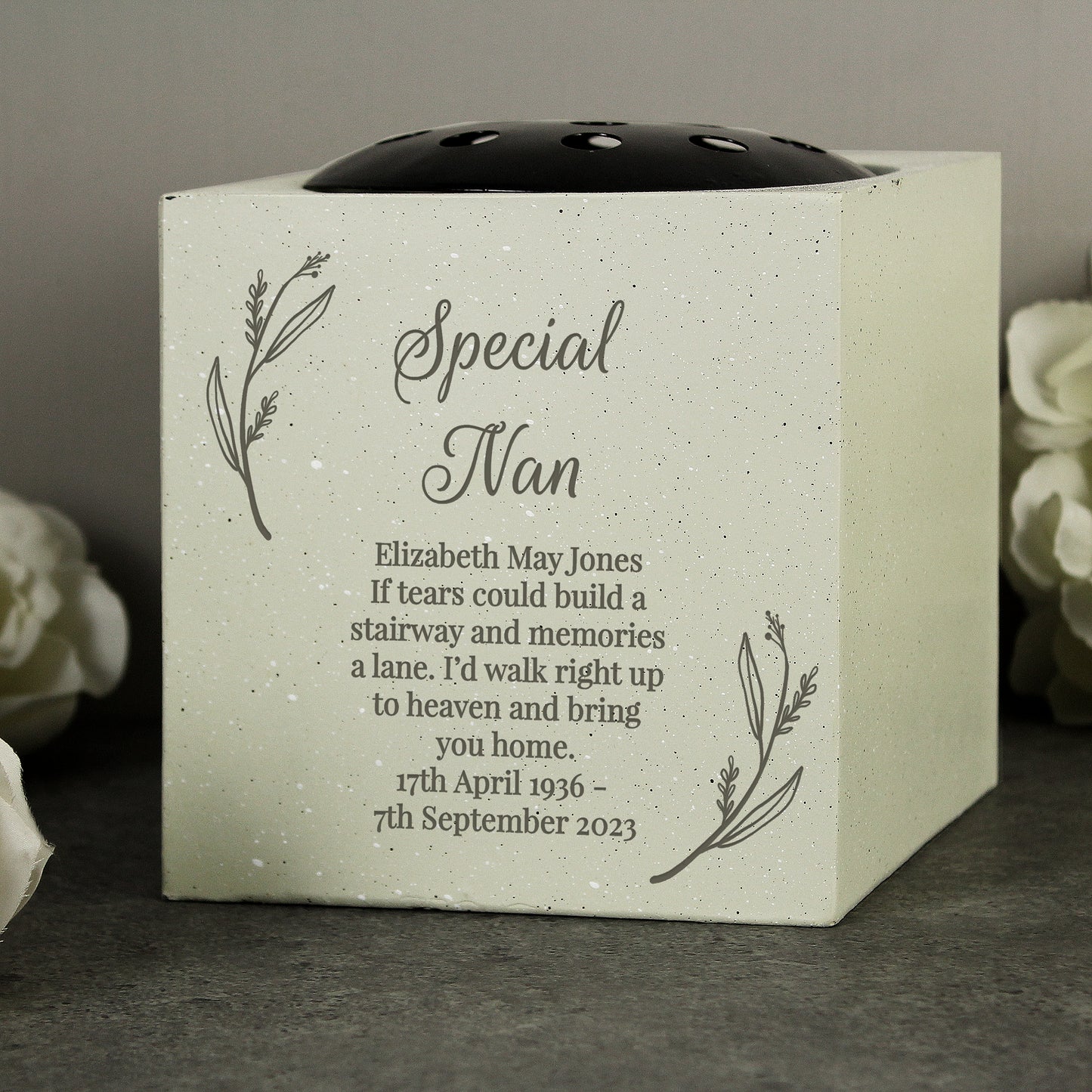 Personalised Botanical Memorial Vase - MK&JD Gifts
