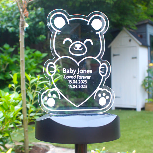 Personalised Bear Memorial Outdoor Solar Light - MK&JD Gifts