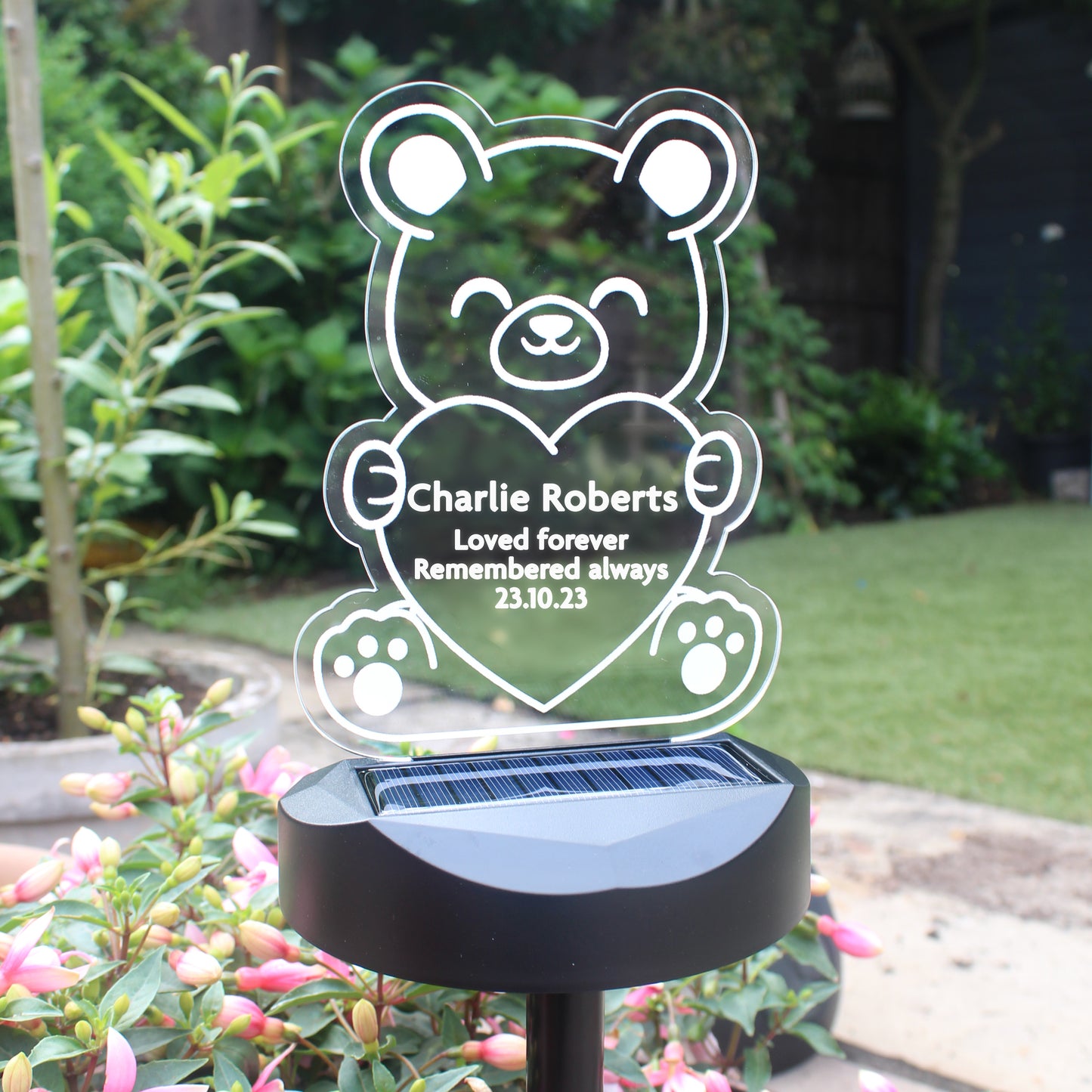 Personalised Bear Memorial Outdoor Solar Light - MK&JD Gifts
