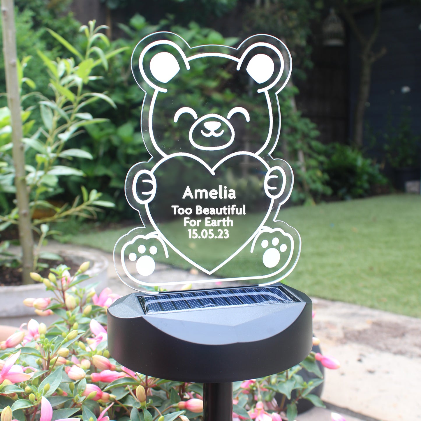 Personalised Bear Memorial Outdoor Solar Light - MK&JD Gifts