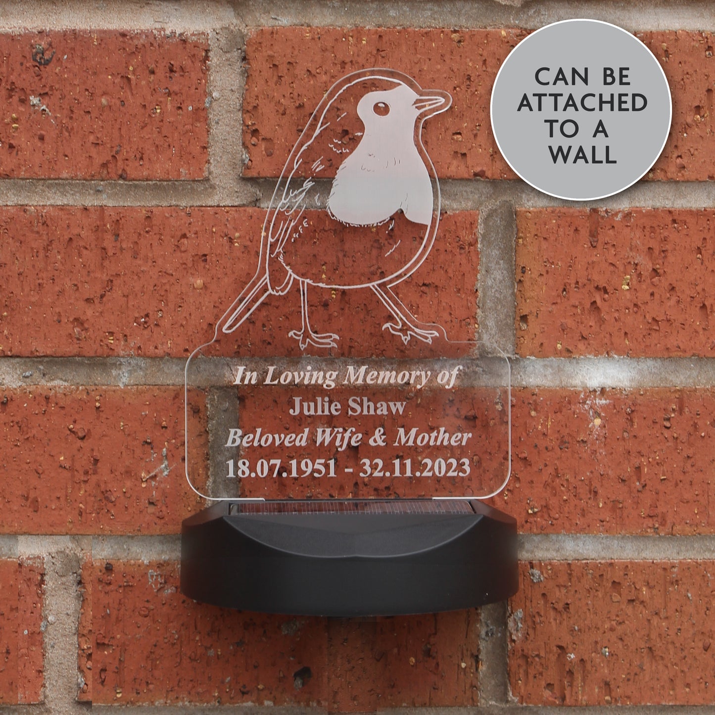 Personalised Robin Memorial Outdoor Solar Light - MK&JD Gifts