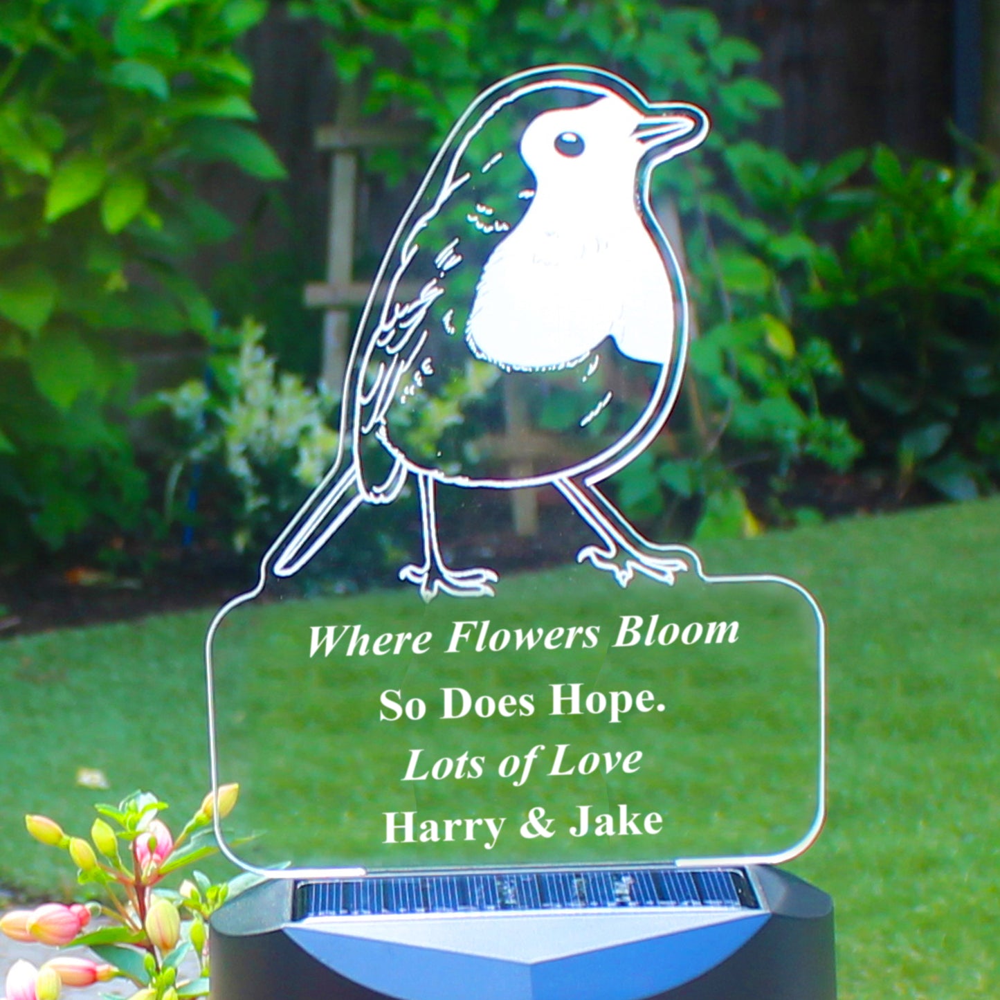 Personalised Robin Memorial Outdoor Solar Light - MK&JD Gifts