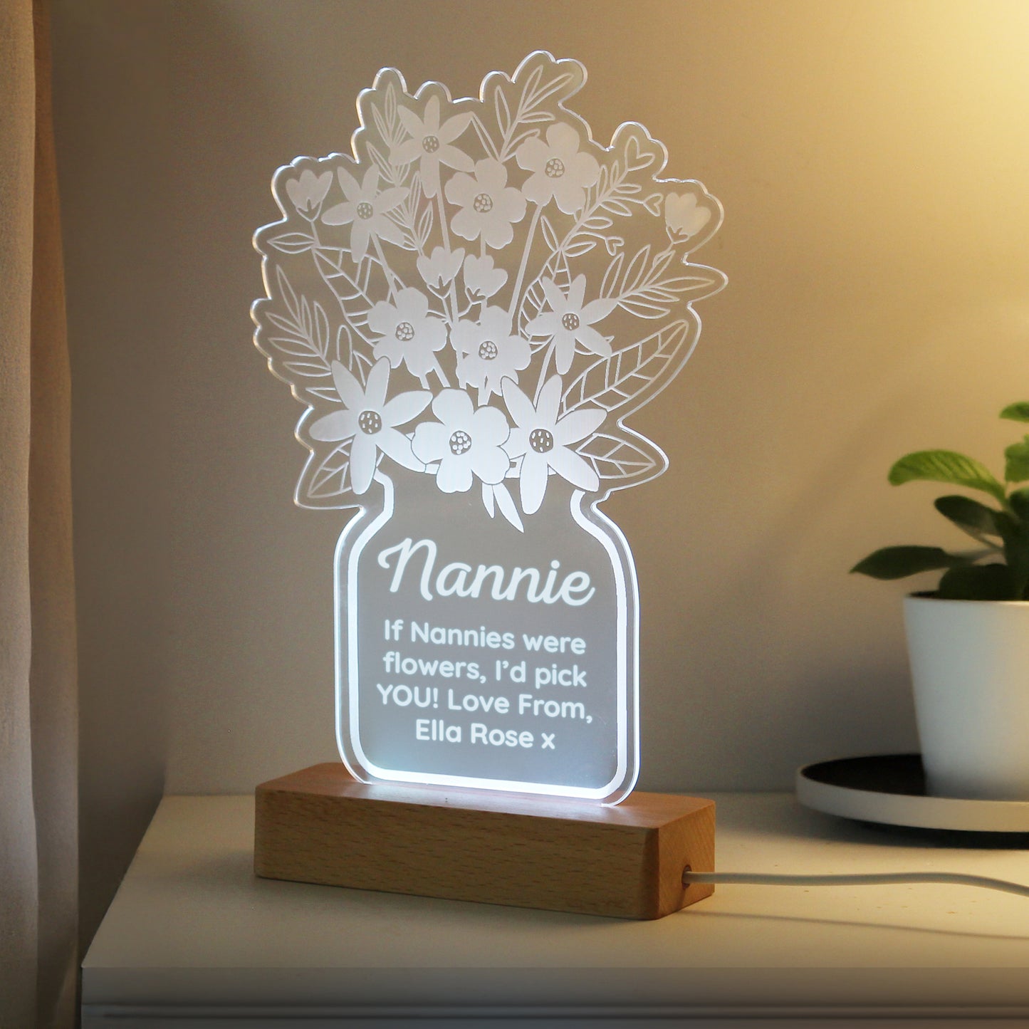 Personalised Flower Vase LED Light - MK&JD Gifts
