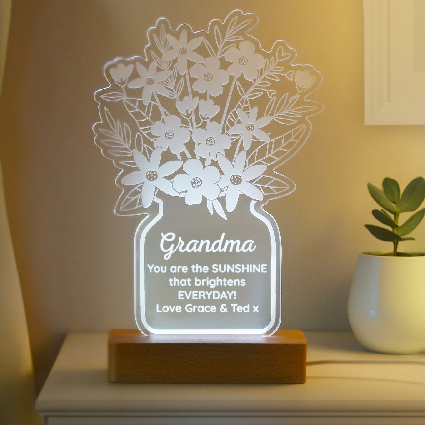 Personalised Flower Vase LED Light - MK&JD Gifts