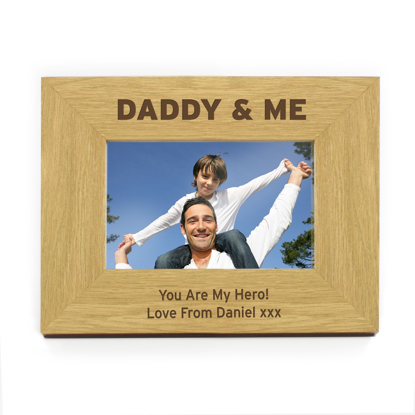 Personalised Oak Finish 6x4 Daddy & Me Photo Frame - MK&JD Gifts