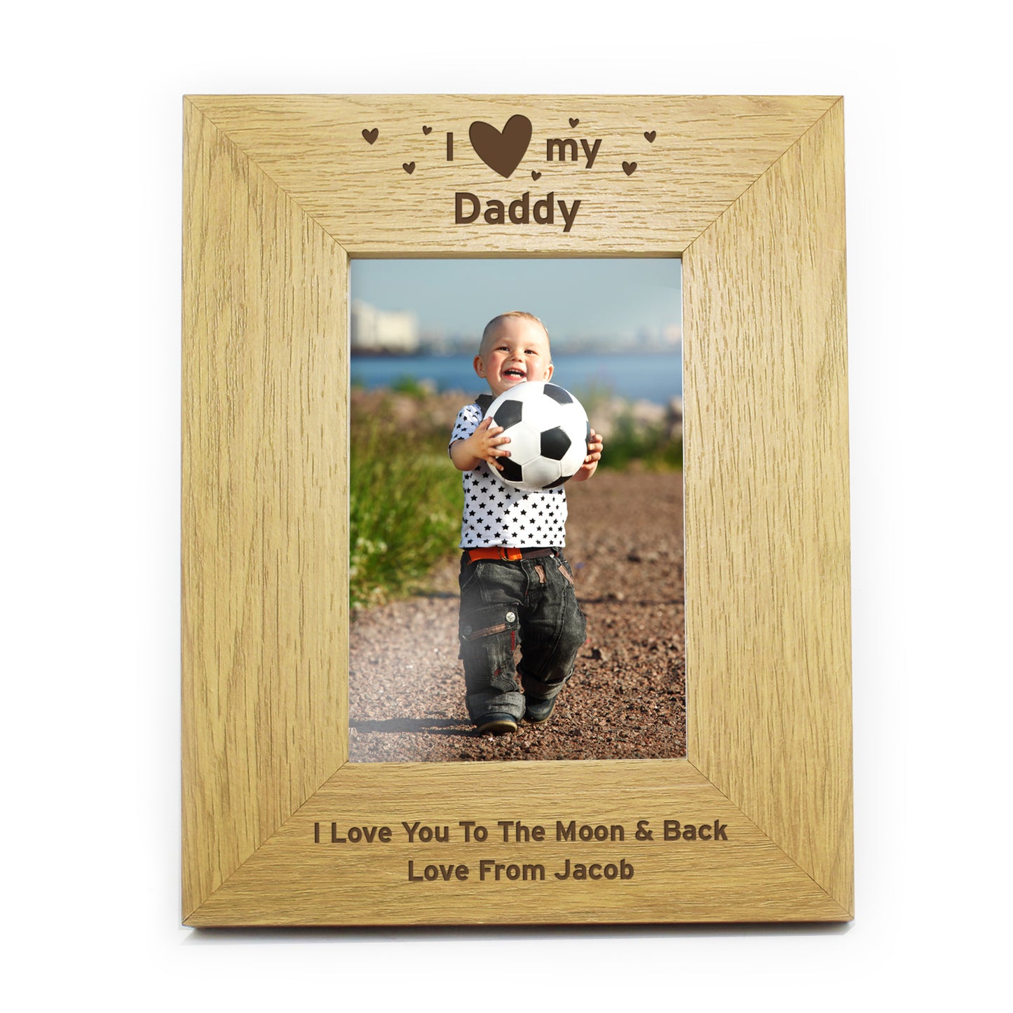 Personalised Oak Finish 6x4 I Heart My Photo Frame - MK&JD Gifts