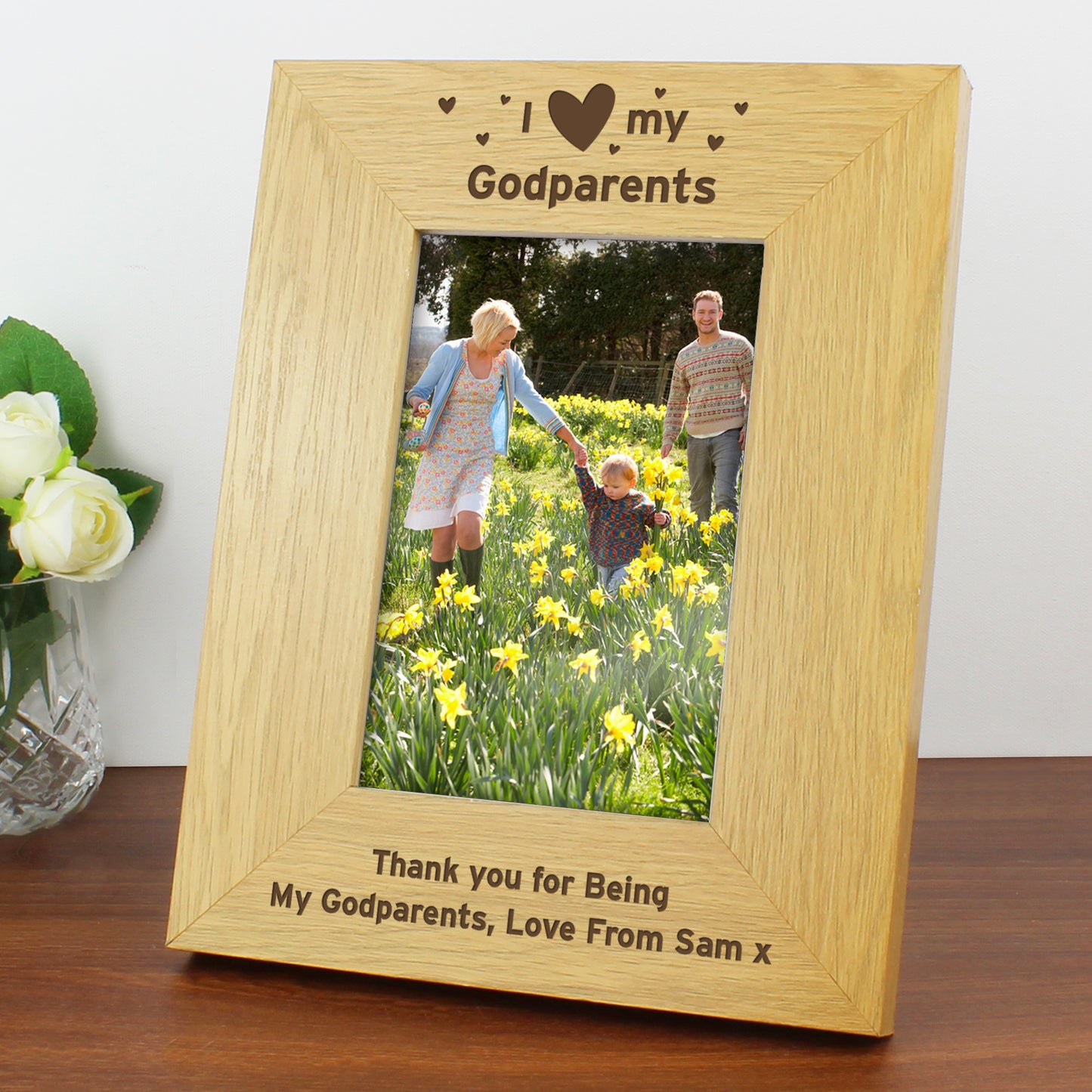 Personalised Oak Finish 6x4 I Heart My Photo Frame - MK&JD Gifts