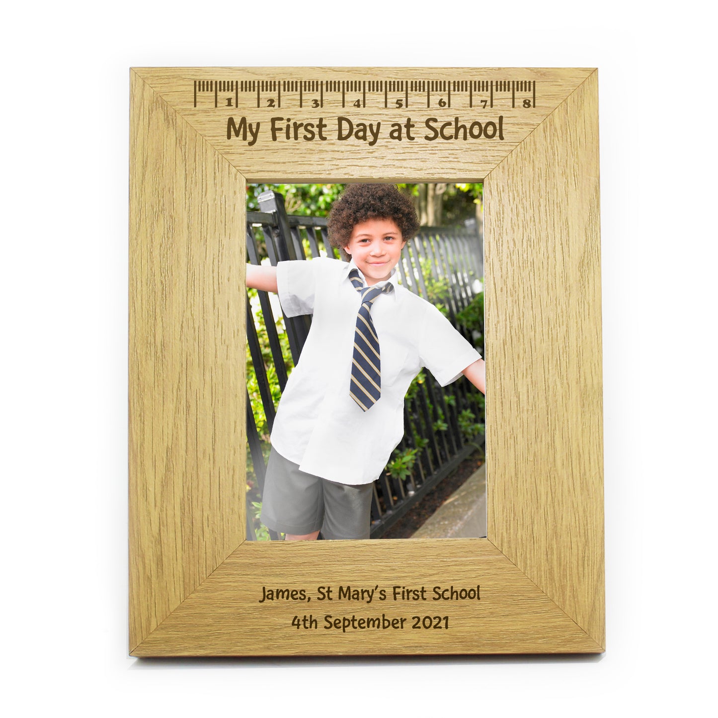 Personalised Oak Finish 6x4 My First Day At School Photo Frame - MK&JD Gifts