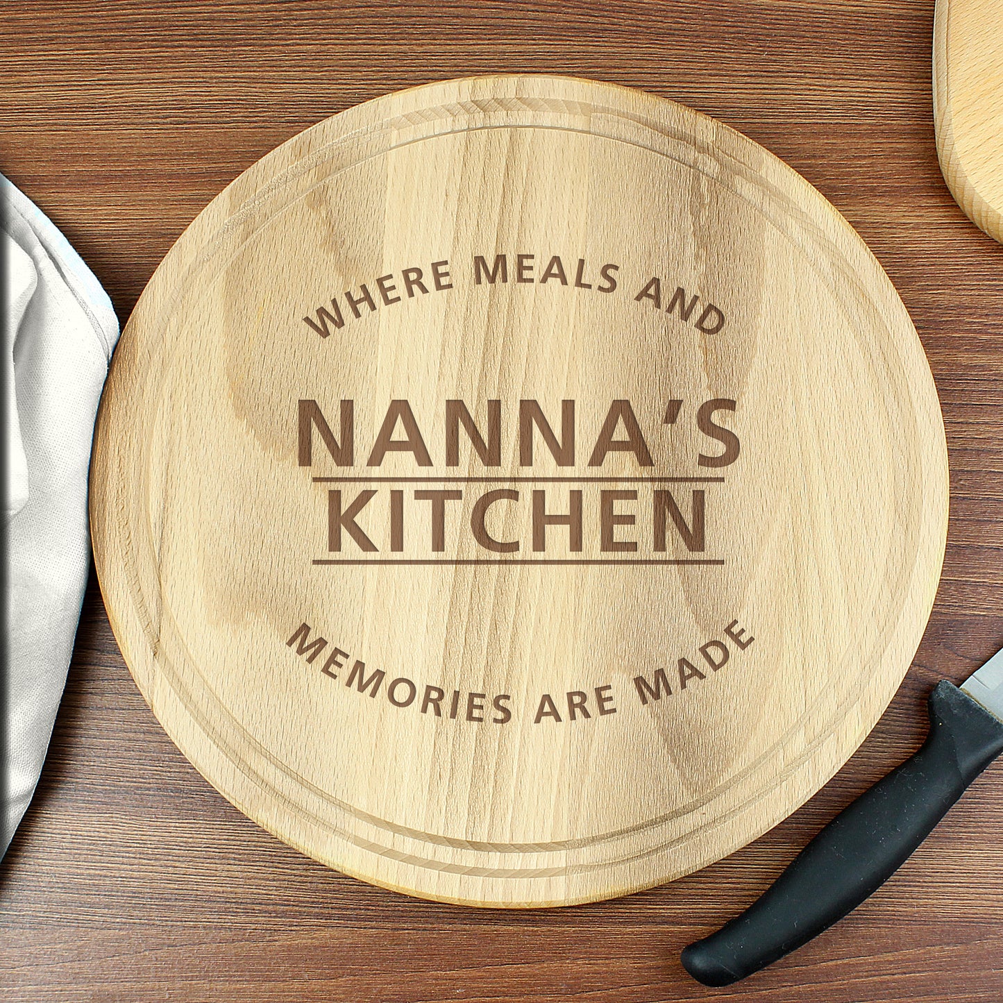 Personalised 'Meals and Memories' Round Chopping Board - MK&JD Gifts