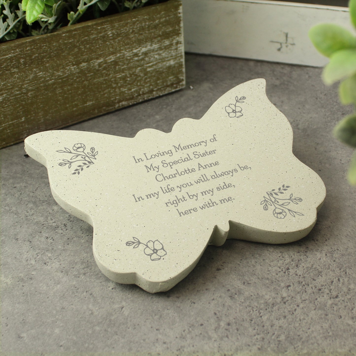 Personalised Floral Memorial Resin Butterfly - MK&JD Gifts