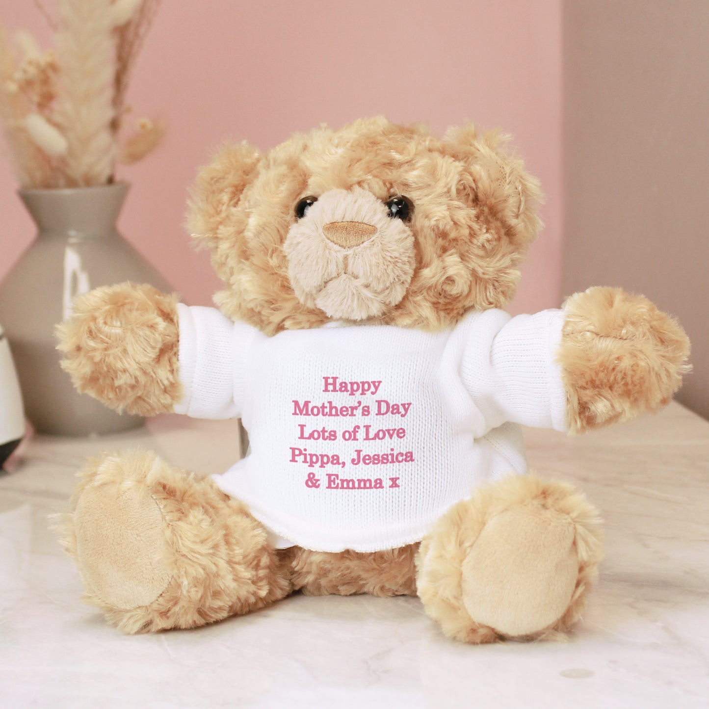 Personalised Message Teddy Bear - Pink - MK&JD Gifts