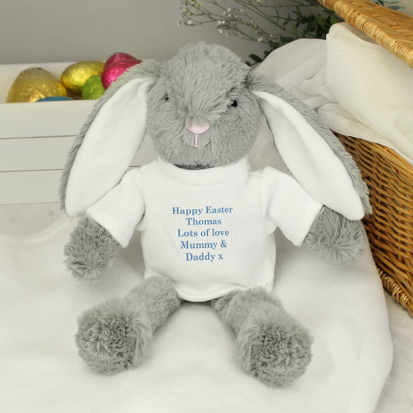 Personalised Message Bunny Rabbit - Blue - MK&JD Gifts