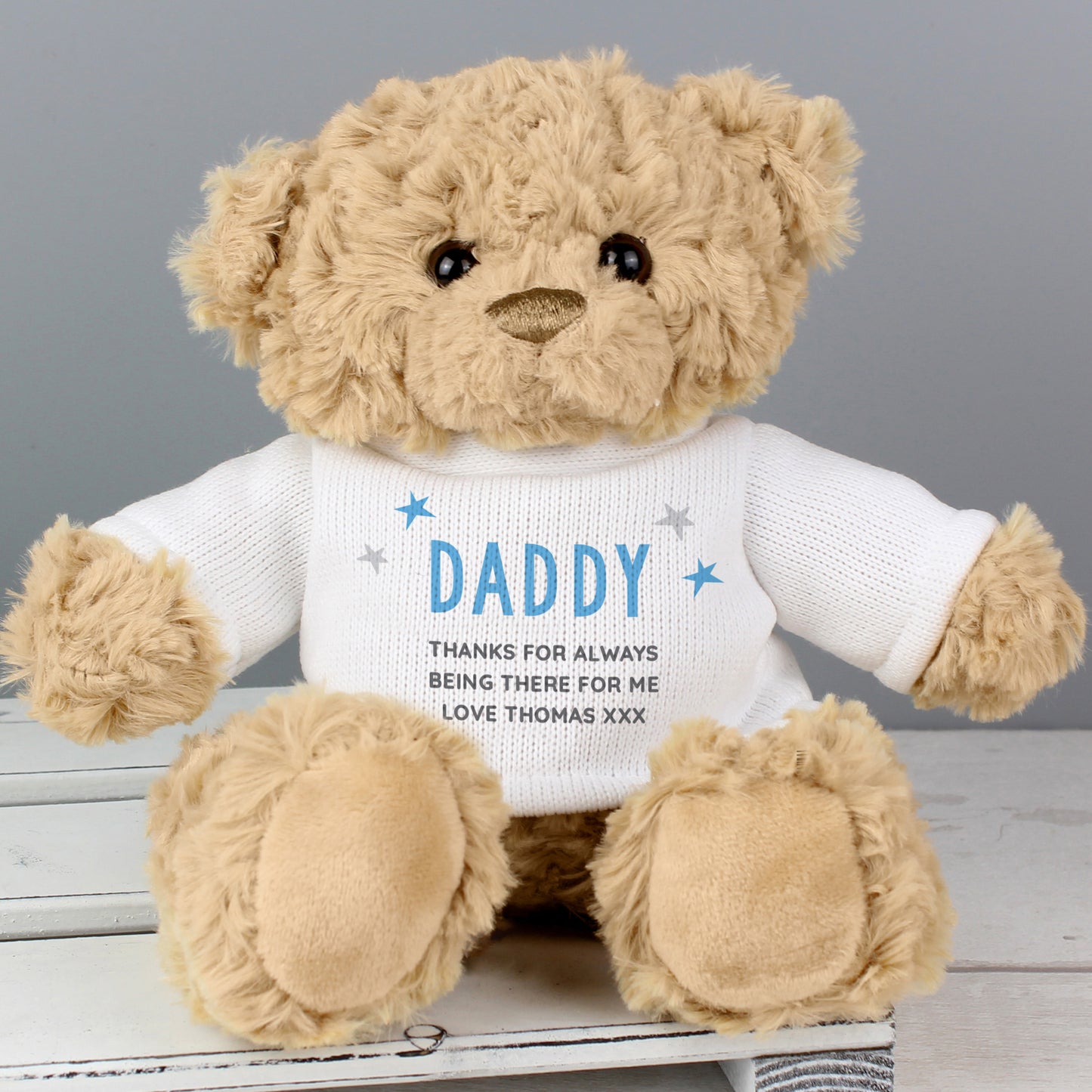 Personalised Blue Name & Message Teddy Bear - MK&JD Gifts