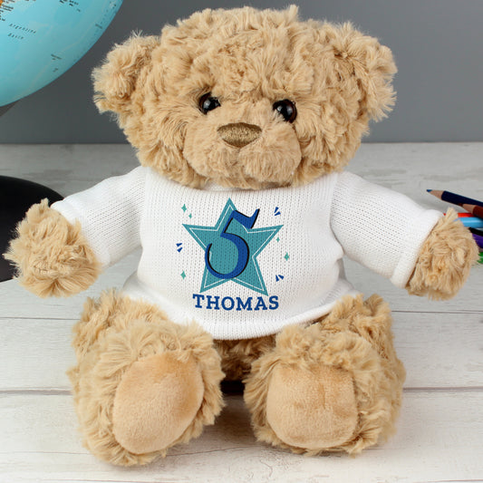Personalised Blue Big Age Teddy Bear - MK&JD Gifts