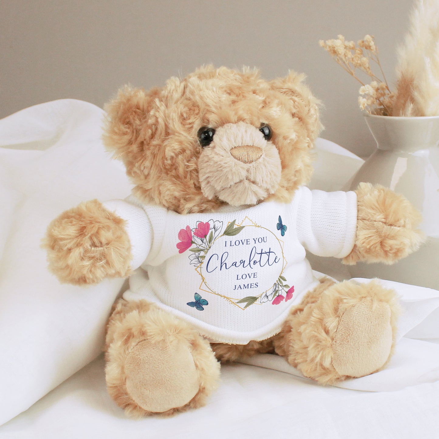 Personalised Geometric Floral Teddy Bear - MK&JD Gifts