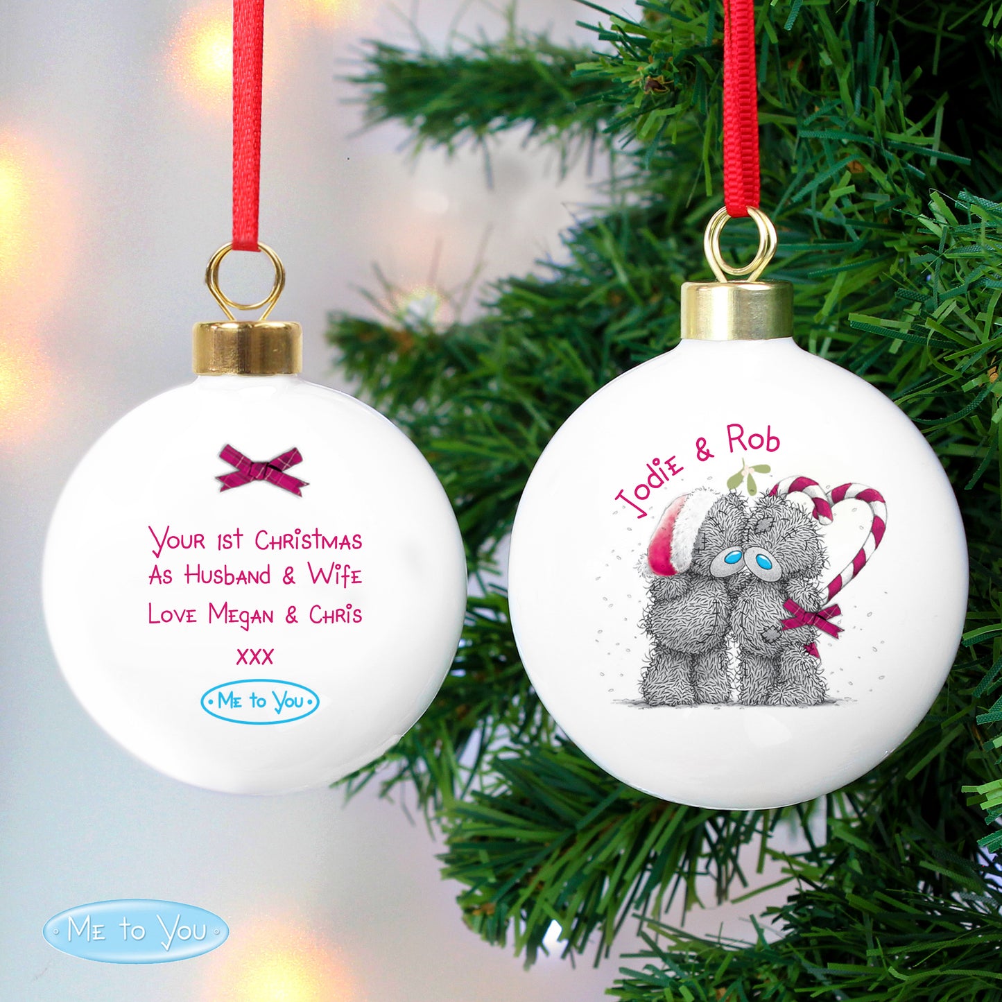 Personalised Me To You Couple Christmas Bauble - MK&JD Gifts