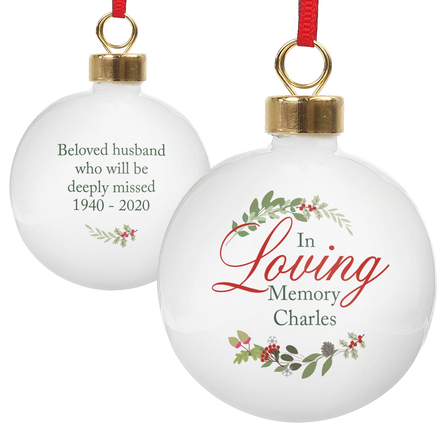 Personalised In Loving Memory Wreath Bauble - MK&JD Gifts