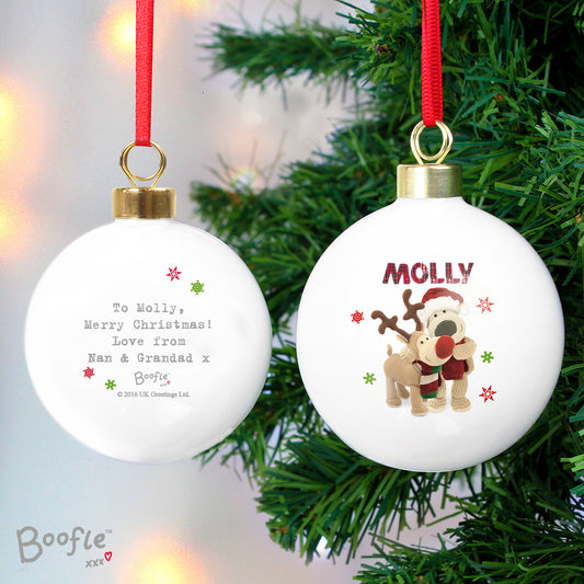 Personalised Boofle Christmas Reindeer Bauble - MK&JD Gifts
