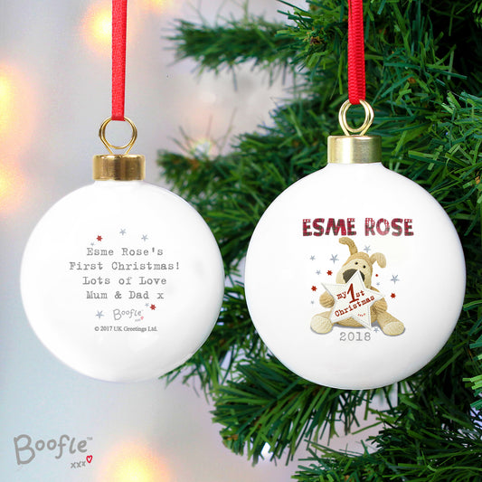 Personalised Boofle My 1st Christmas Bauble - MK&JD Gifts