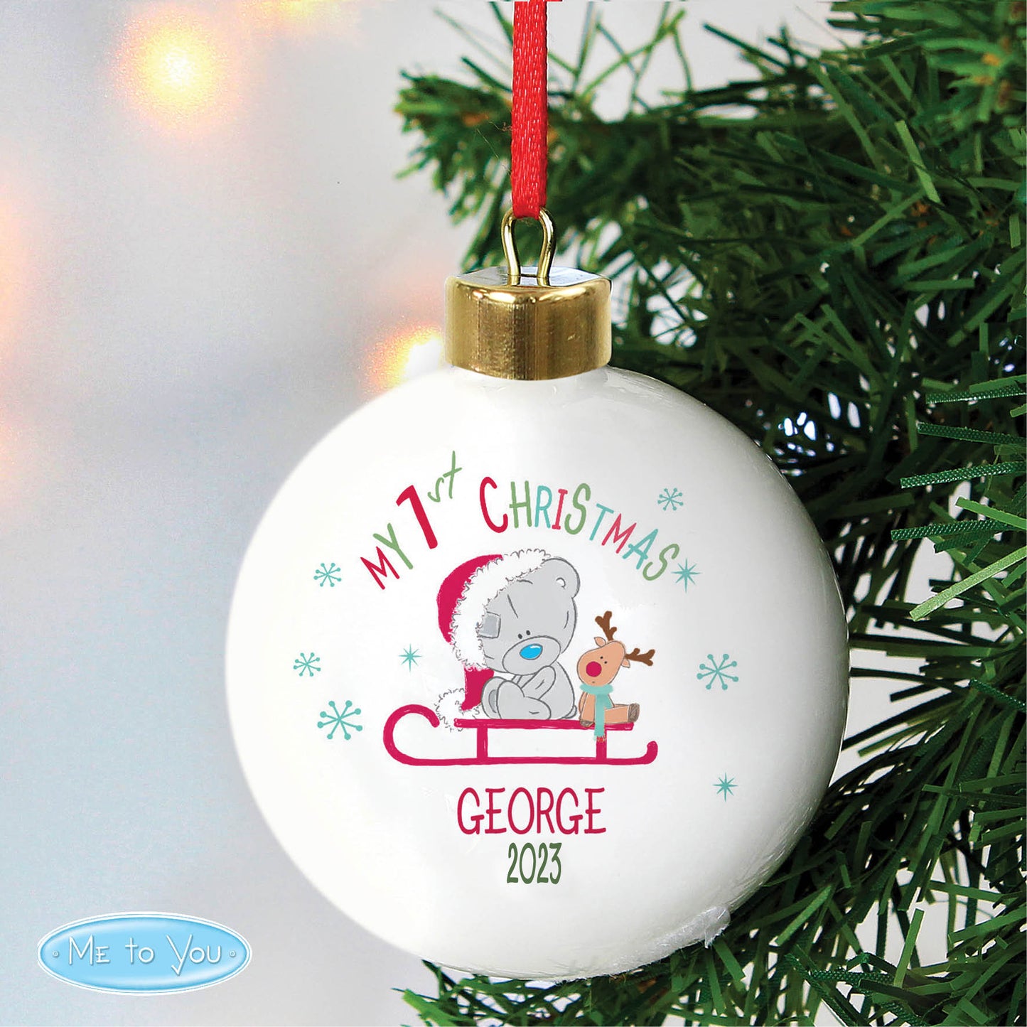 Personalised Tiny Tatty Teddy My 1st Christmas Sleigh Bauble - MK&JD Gifts