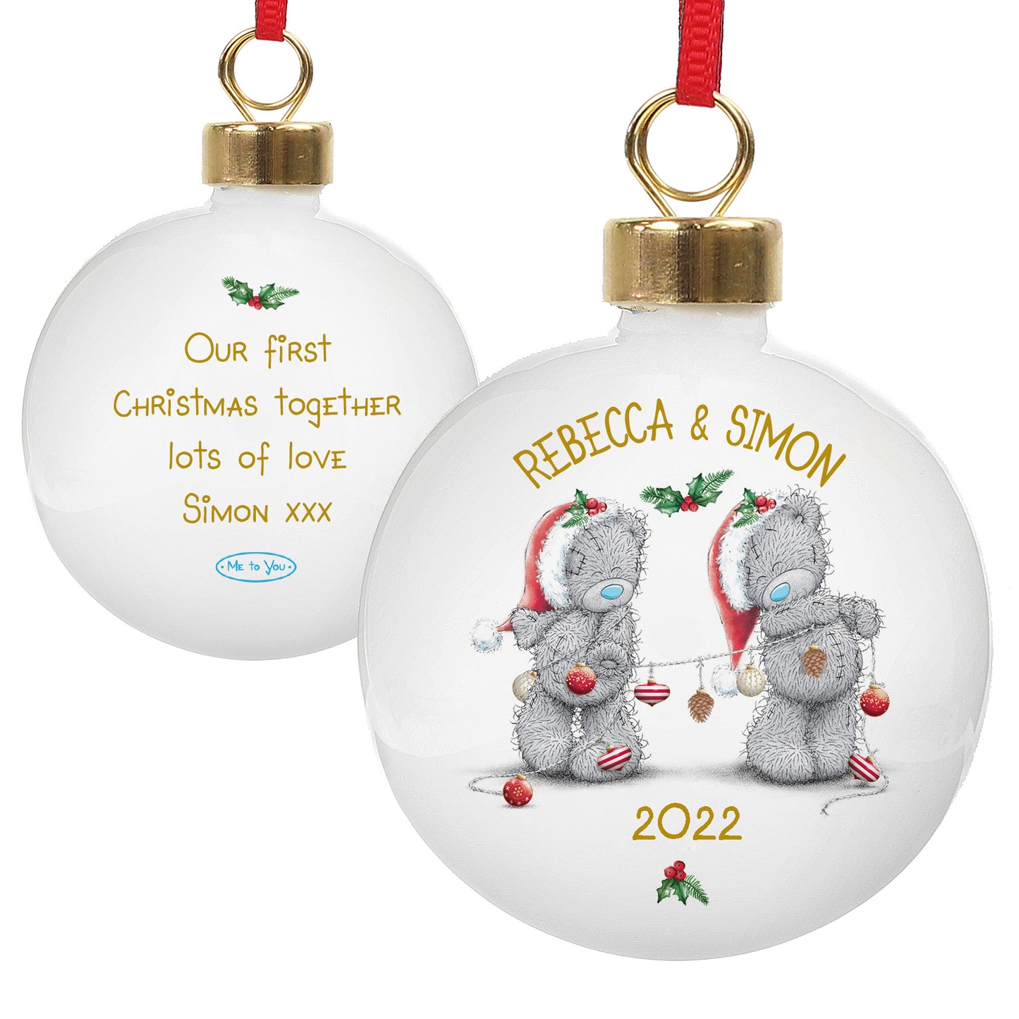 Personalised Me to You Christmas Couple's Bauble - MK&JD Gifts