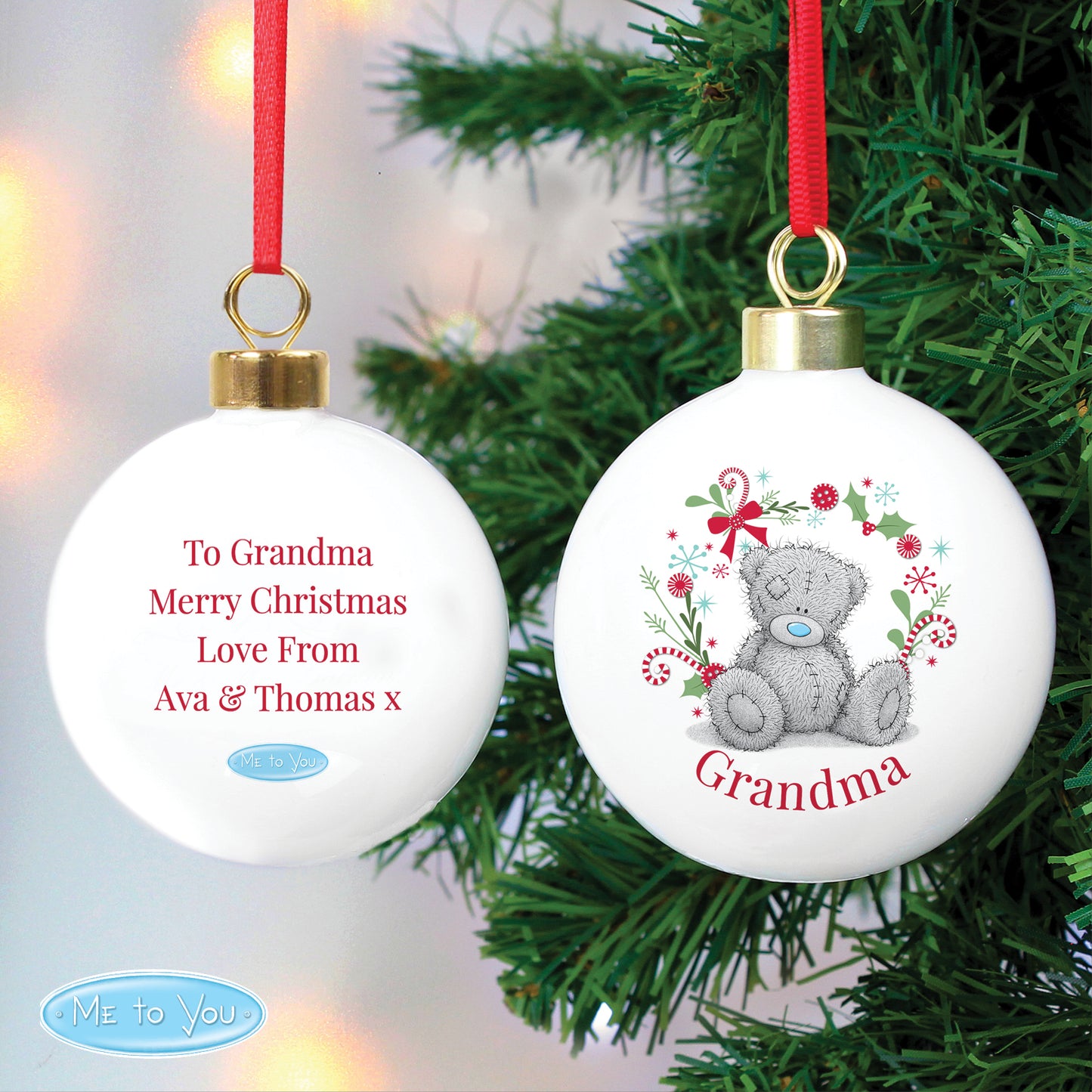 Personalised Me To You For Nan Grandma Mum Christmas Bauble - MK&JD Gifts