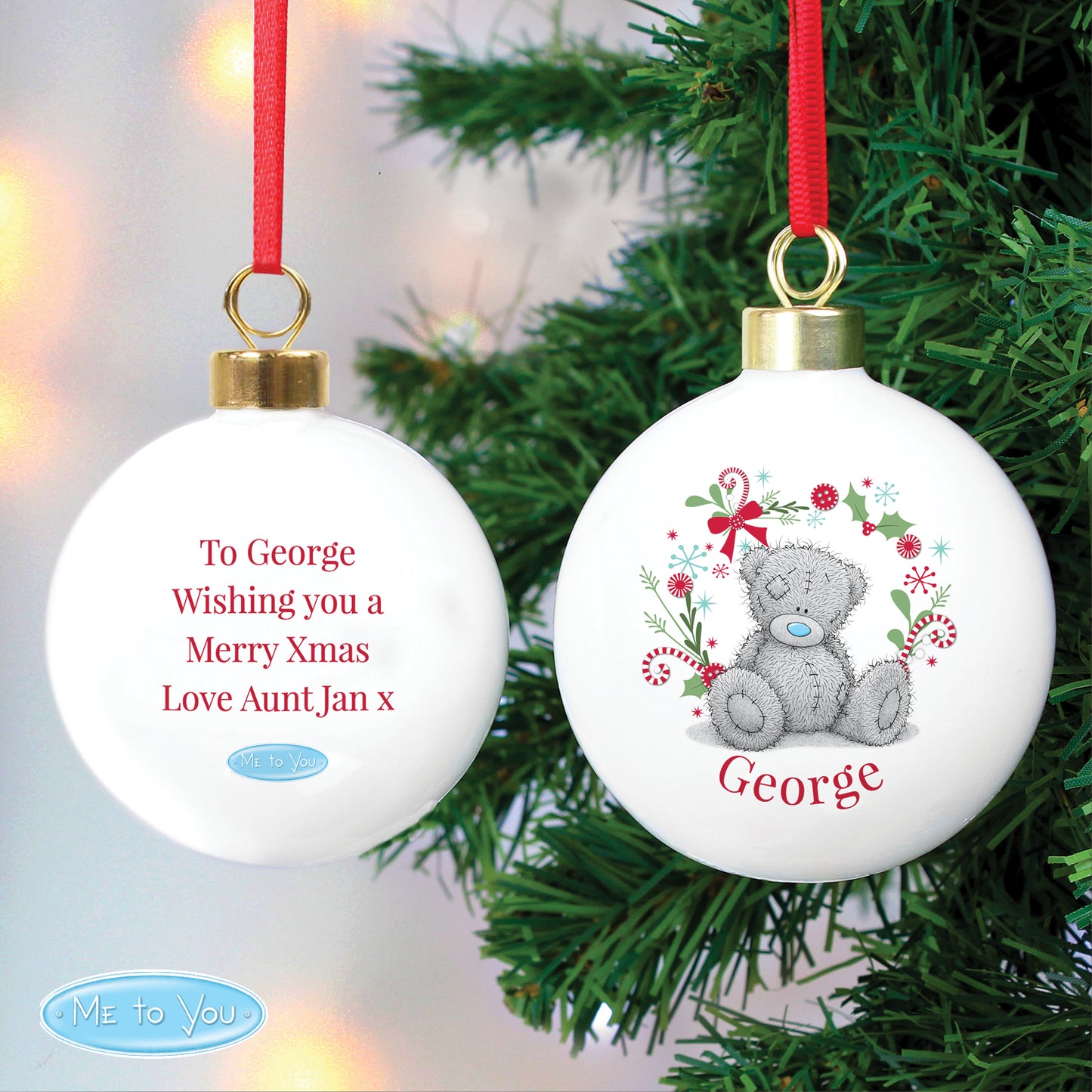 Personalised Me To You For Nan Grandma Mum Christmas Bauble - MK&JD Gifts