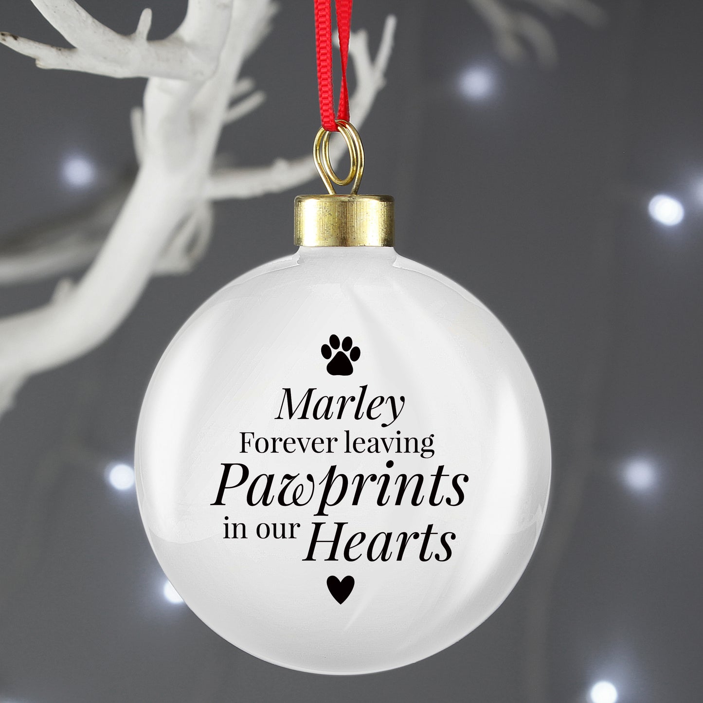 Personalised Pawprints Memorial Bauble - MK&JD Gifts