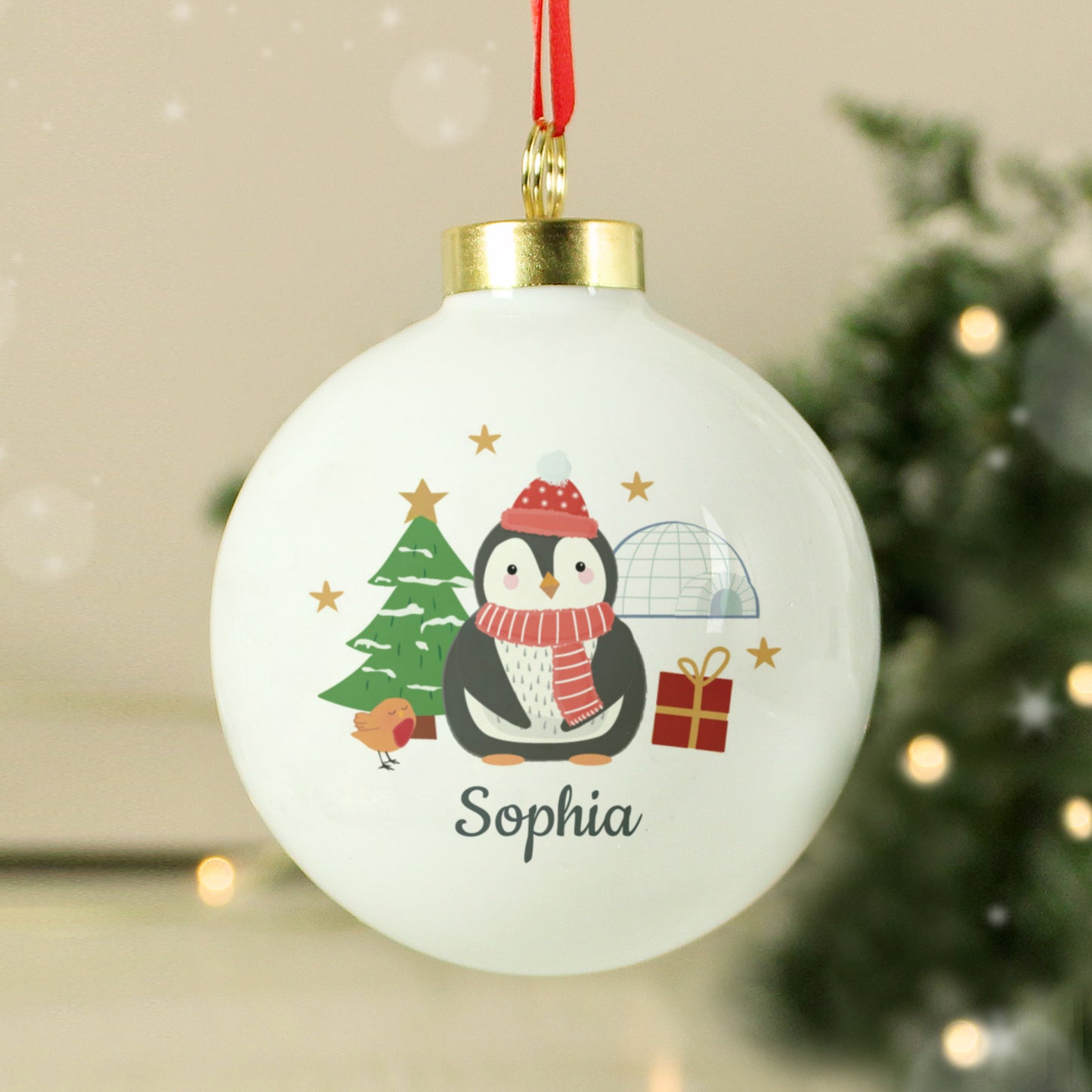 Personalised Christmas Penguin Bauble - MK&JD Gifts
