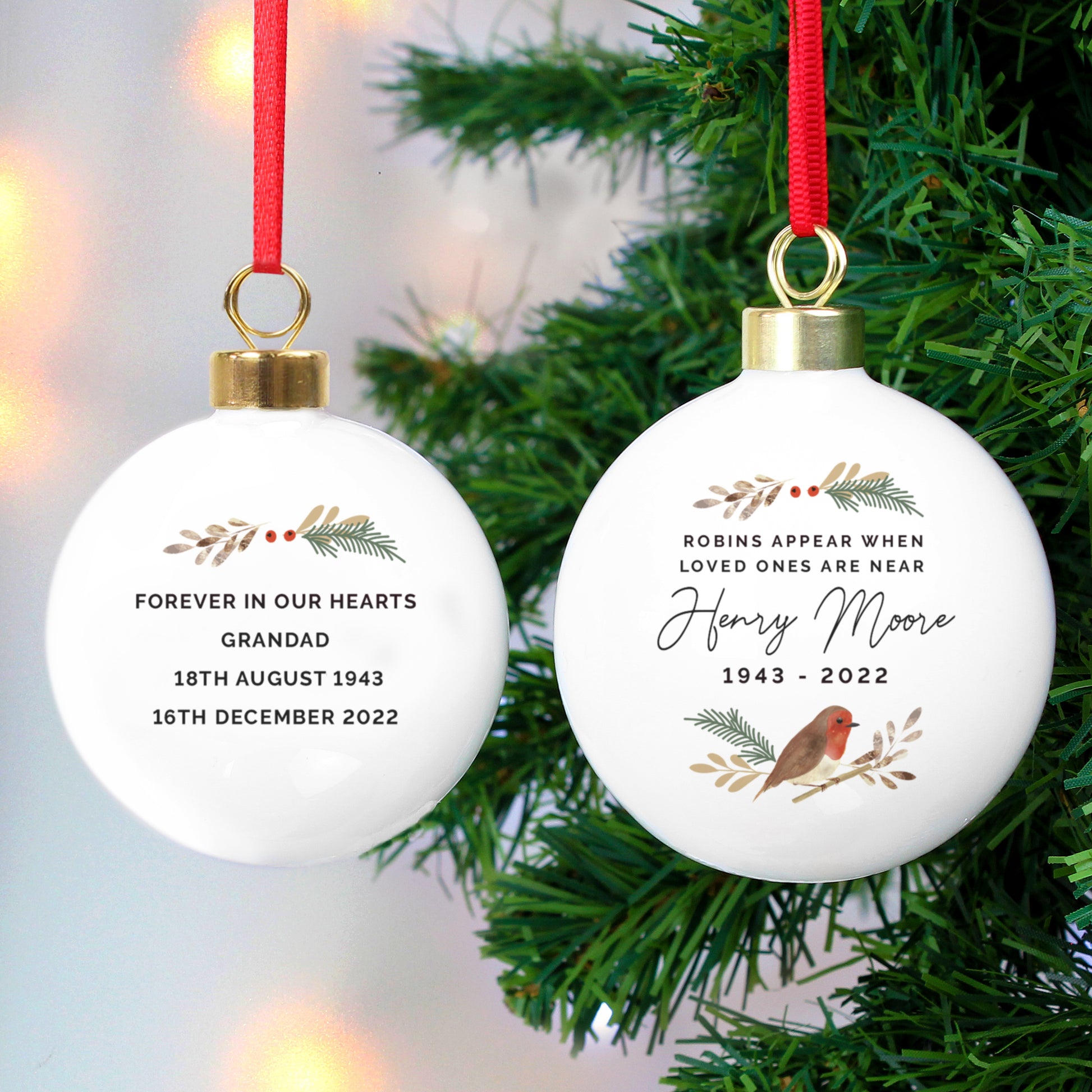 Personalised Robin Bauble - MK&JD Gifts