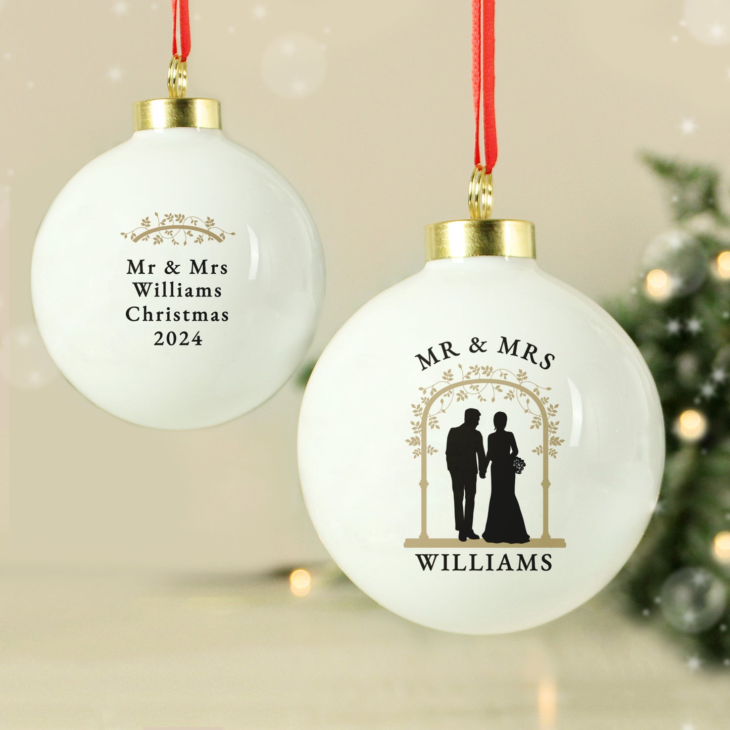 Personalised Mr & Mrs Bauble - MK&JD Gifts