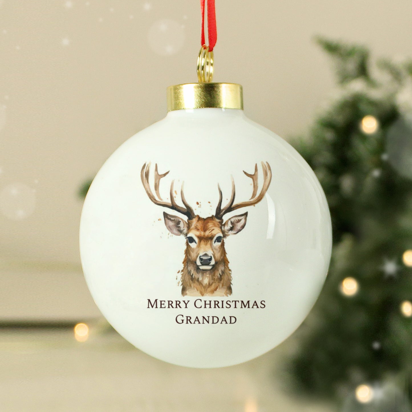 Personalised Watercolour Stag Bauble - MK&JD Gifts