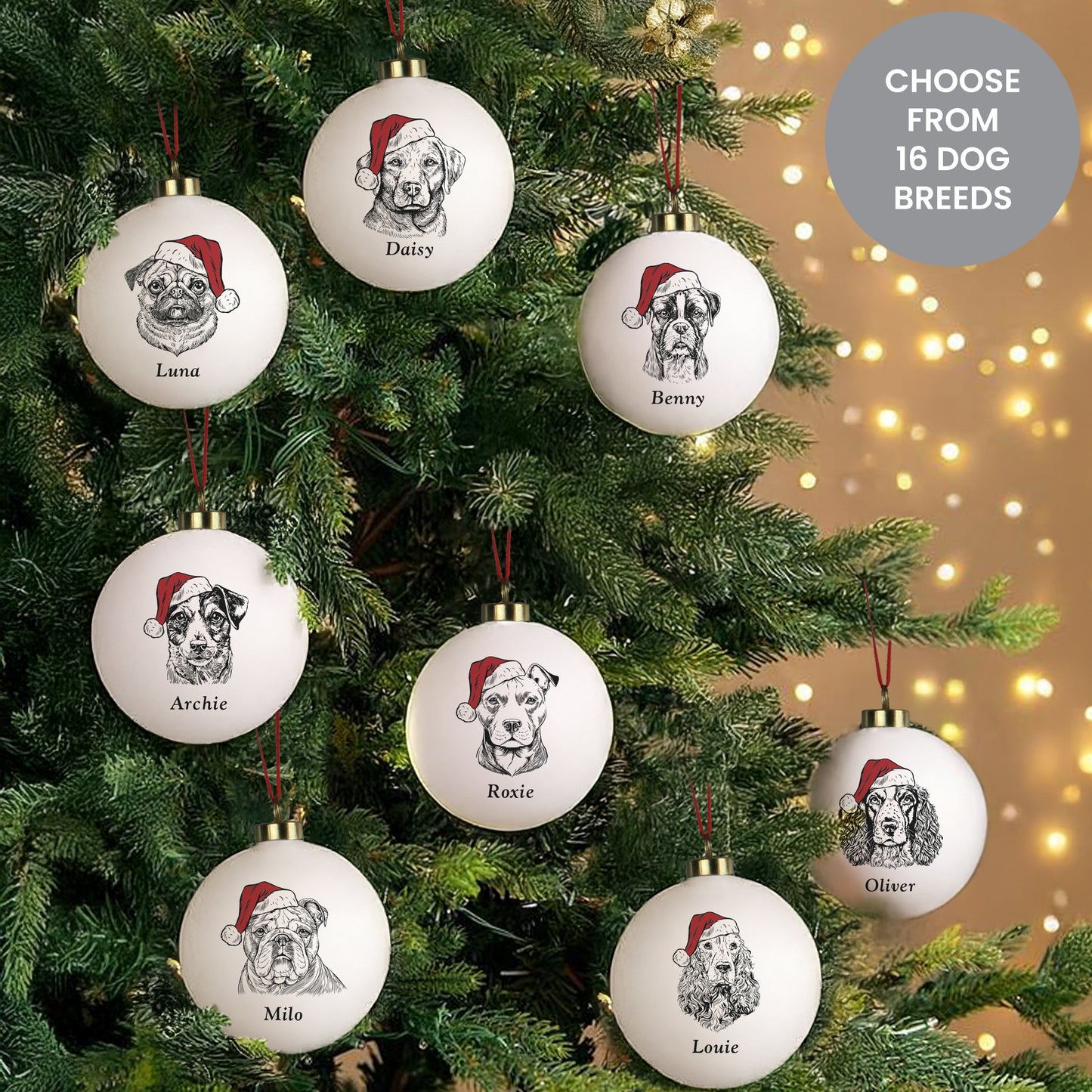Personalised Dog Breed Christmas Bauble - MK&JD Gifts