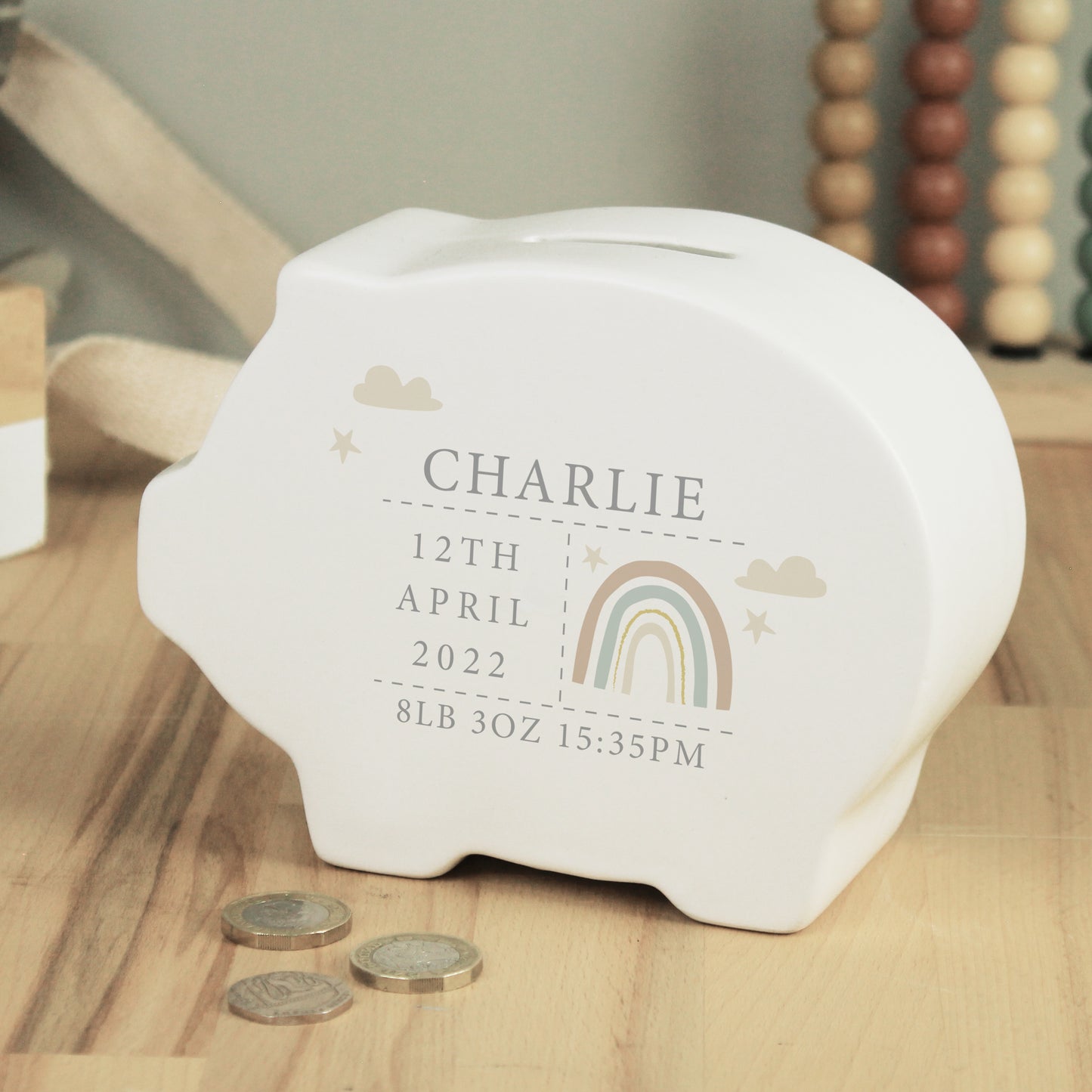Personalised Rainbow Piggy Bank - MK&JD Gifts