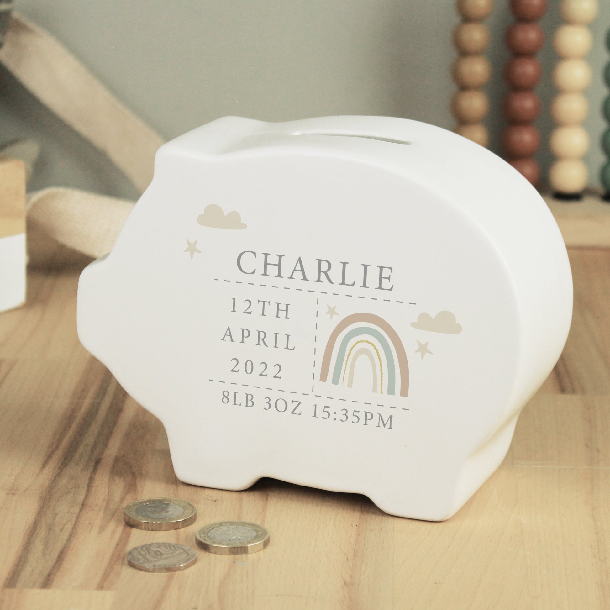 Personalised Rainbow Piggy Bank - MK&JD Gifts
