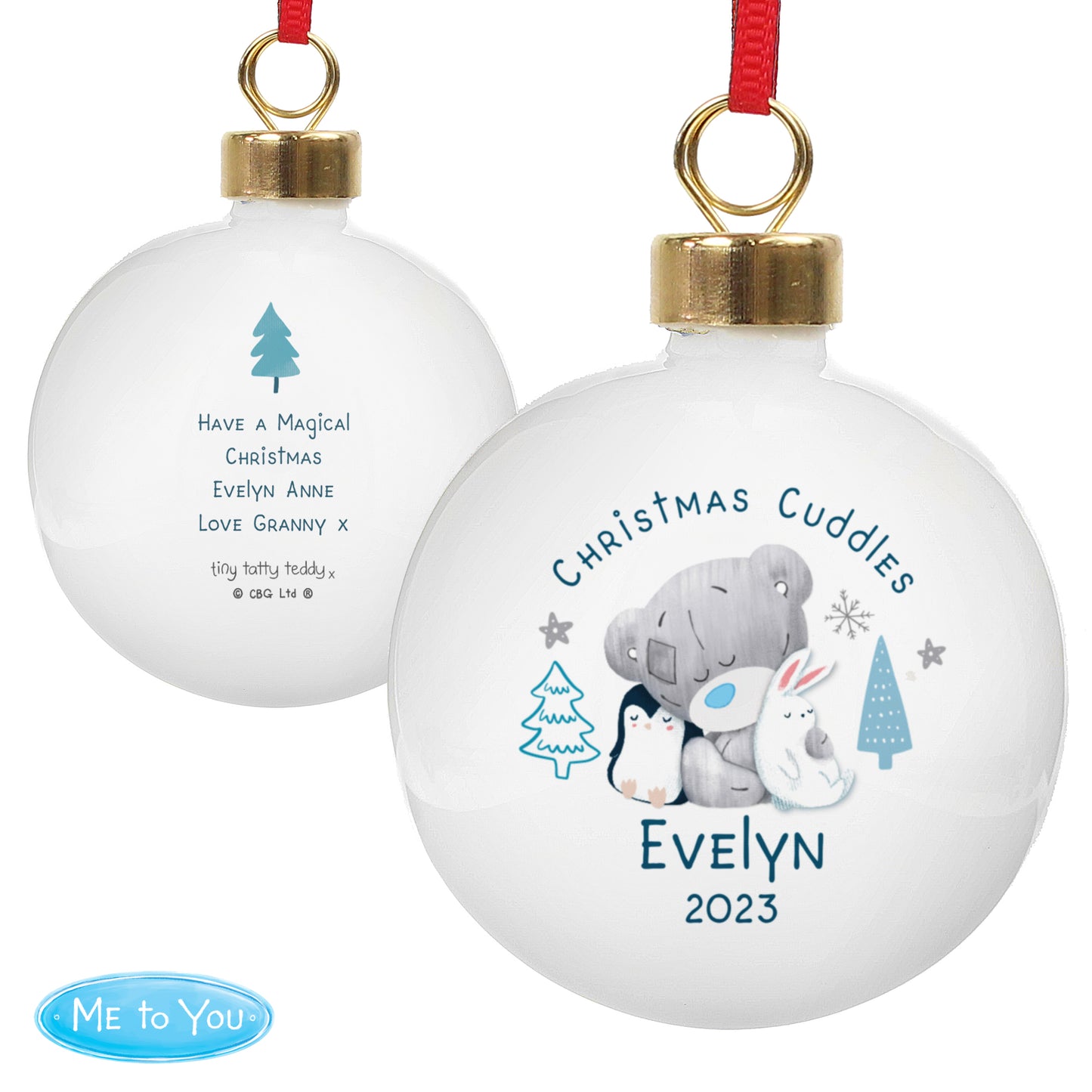 Personalised Winter Explorer First Christmas Tiny Tatty Teddy Bauble - MK&JD Gifts