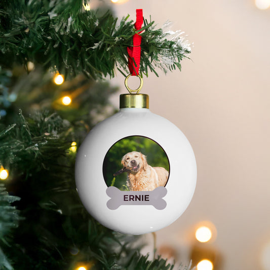 Personalised Photo Upload Dog Christmas Bauble - MK&JD Gifts