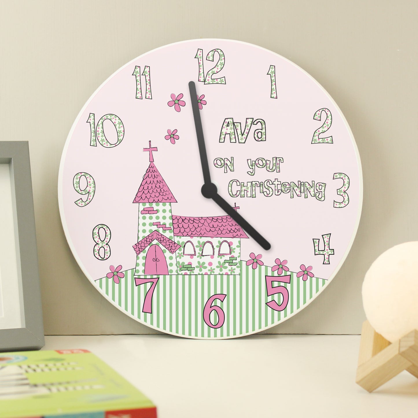 Personalised Whimsical Church Christening Clock - MK&JD Gifts