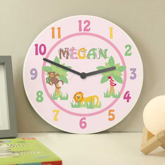 Personalised Pink Animal Alphabet Clock - MK&JD Gifts