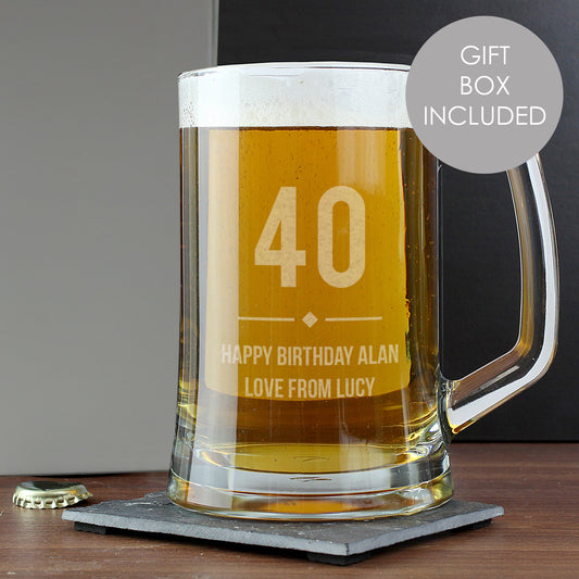 Personalised Big Age Glass Pint Stern Tankard - MK&JD Gifts