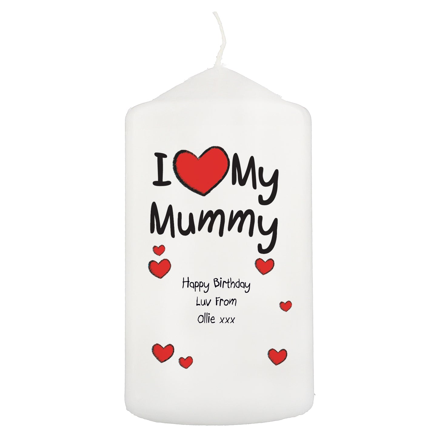 Personalised I Heart My Pillar Candle - MK&JD Gifts