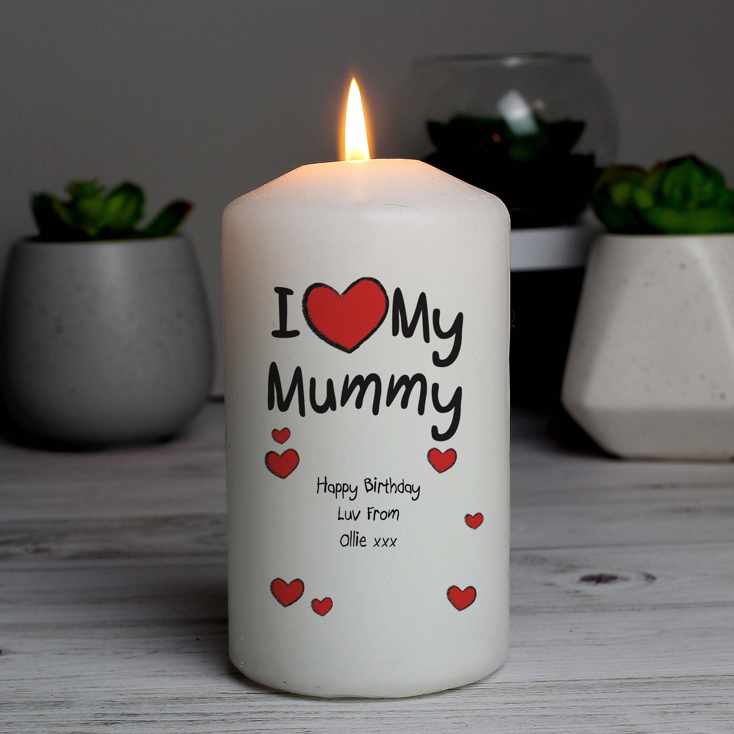Personalised I Heart My Pillar Candle - MK&JD Gifts