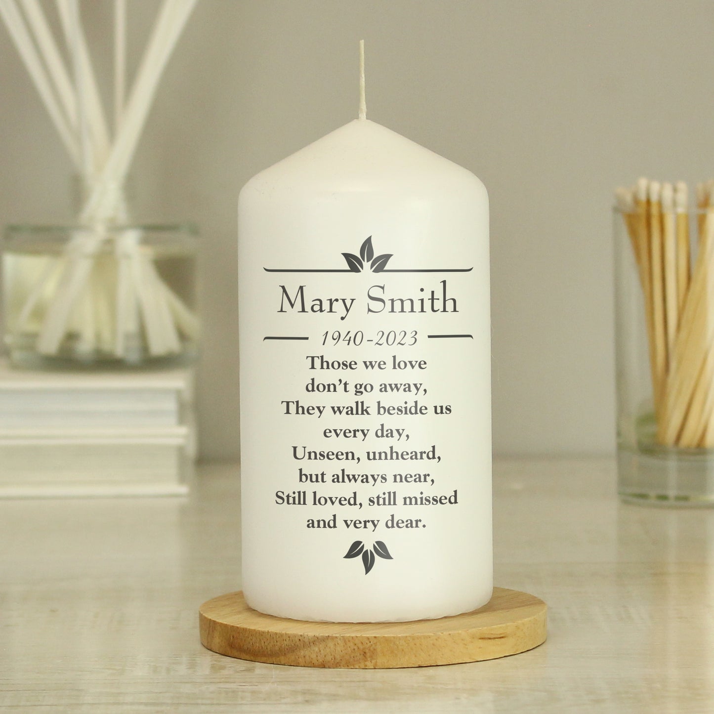 Personalised Sentiments 'Those We Love' Pillar Candle - MK&JD Gifts