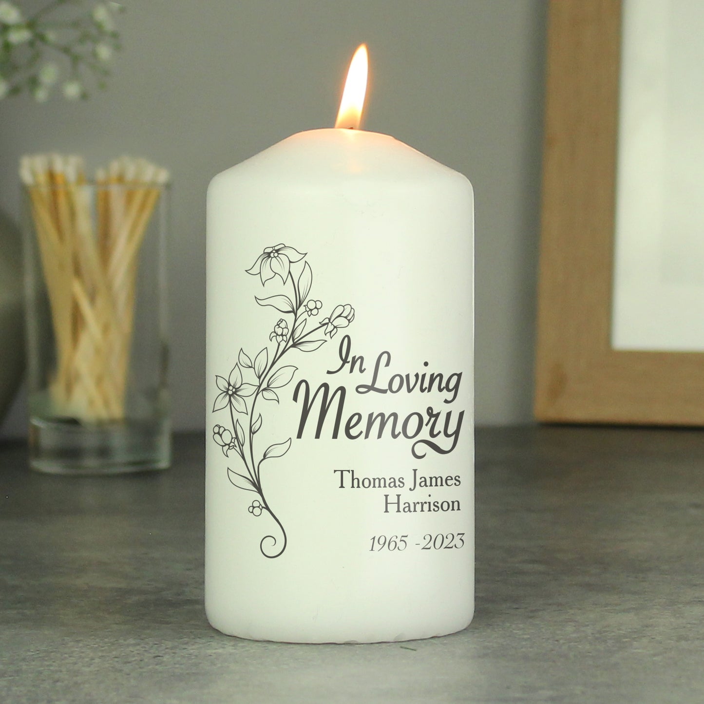 Personalised In Loving Memory Pillar Candle - MK&JD Gifts