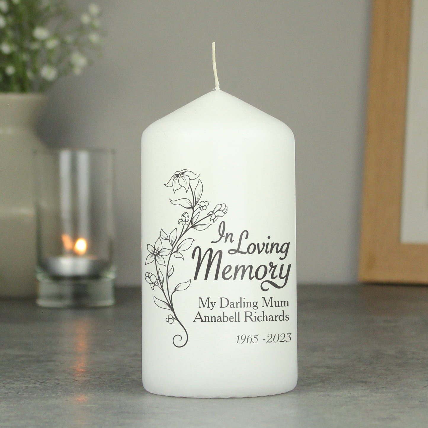 Personalised In Loving Memory Pillar Candle - MK&JD Gifts