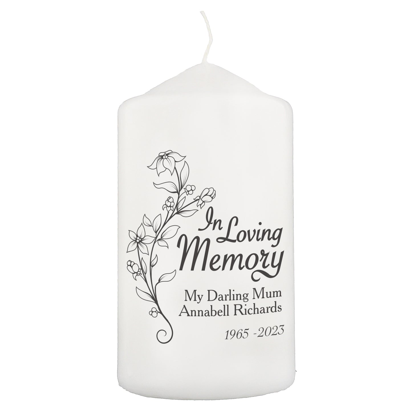 Personalised In Loving Memory Pillar Candle - MK&JD Gifts