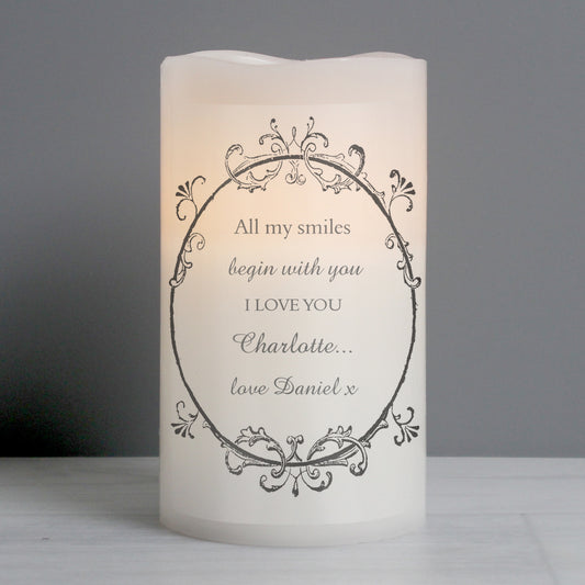 Personalised Ornate Frame LED Candle - MK&JD Gifts